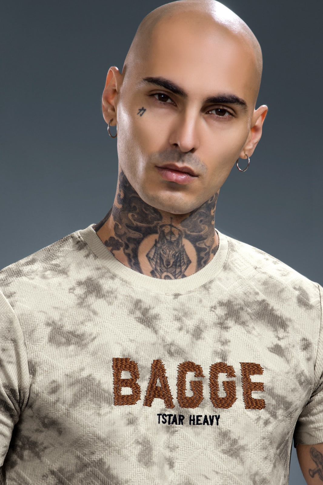 Premium Spray Print Embroidered T-Shirt