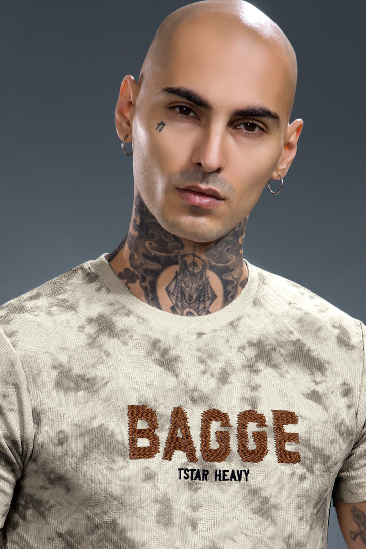 Premium Spray Print Embroidered T-Shirt