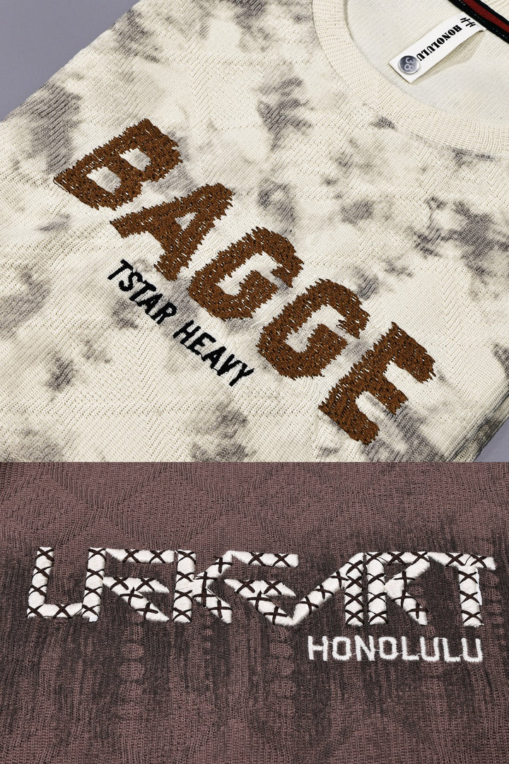 Premium Spray Print Embroidered T-Shirt