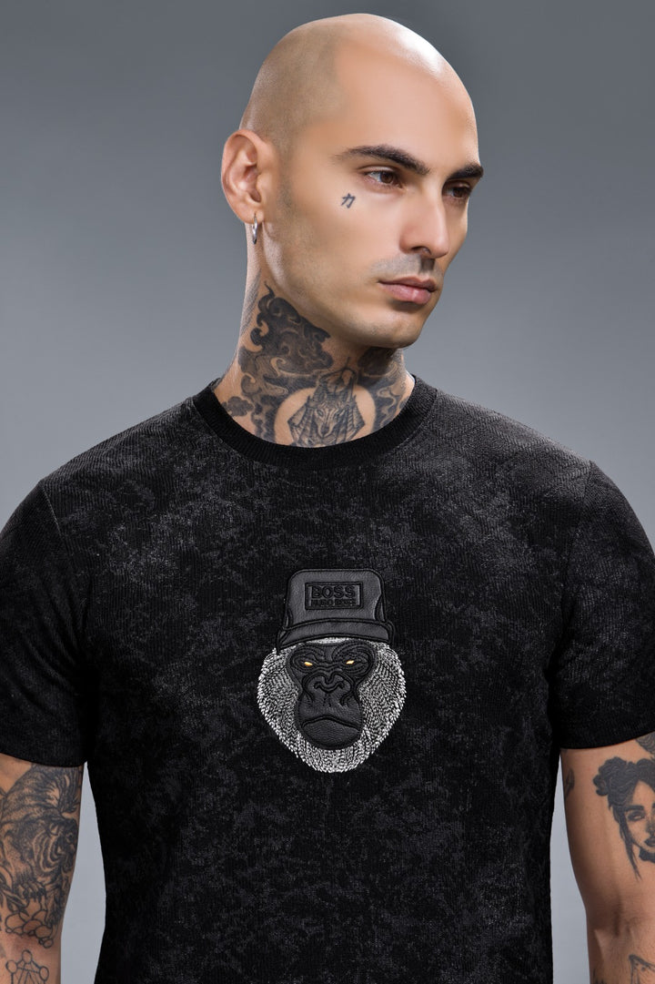 Premium Textured Embroidered T-Shirt
