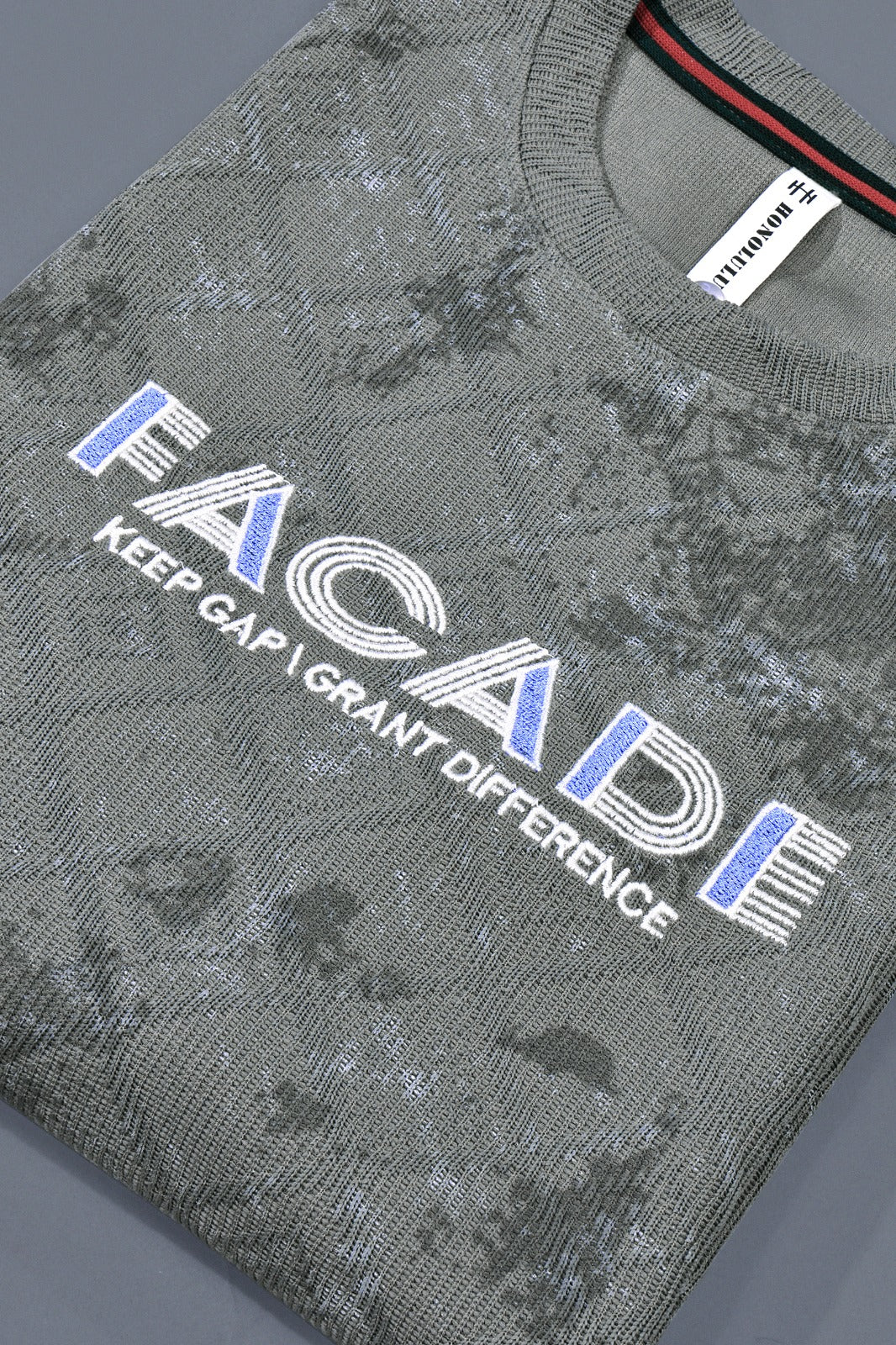 Facade Embroidered Printed T-Shirt