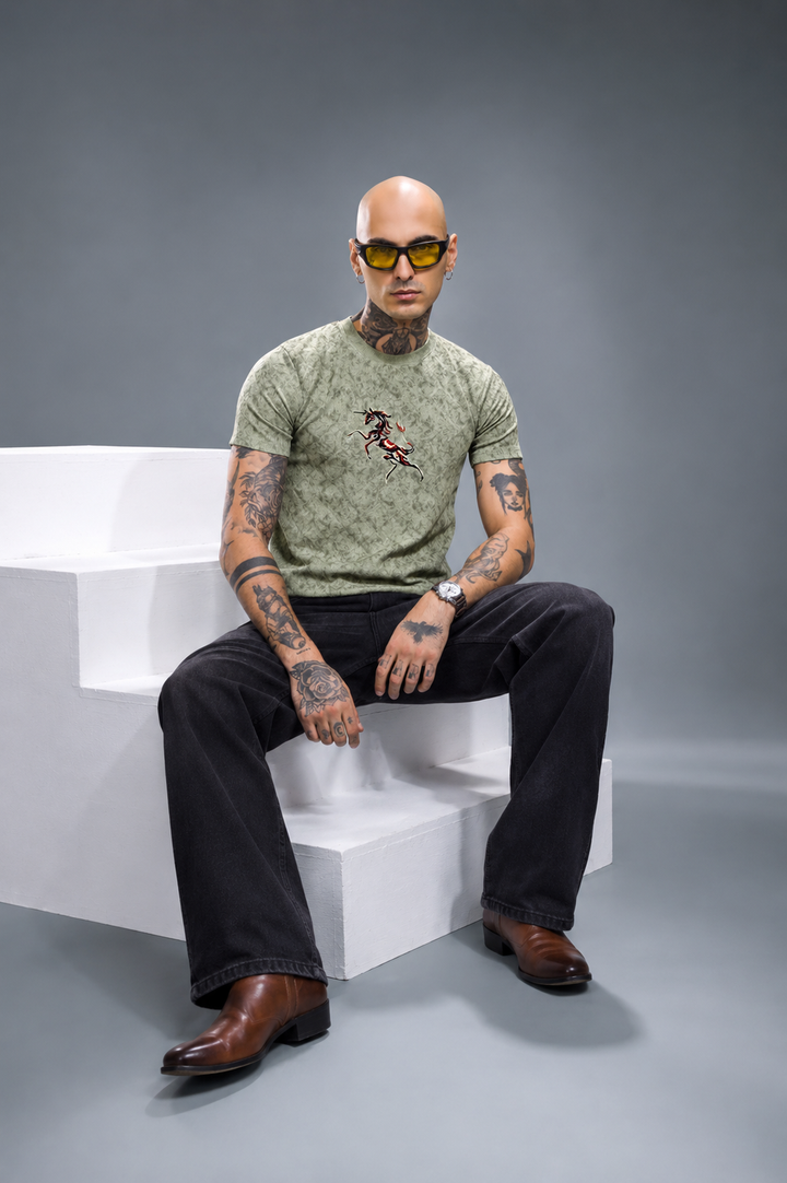 Premium Embroidered Textured T-Shirt